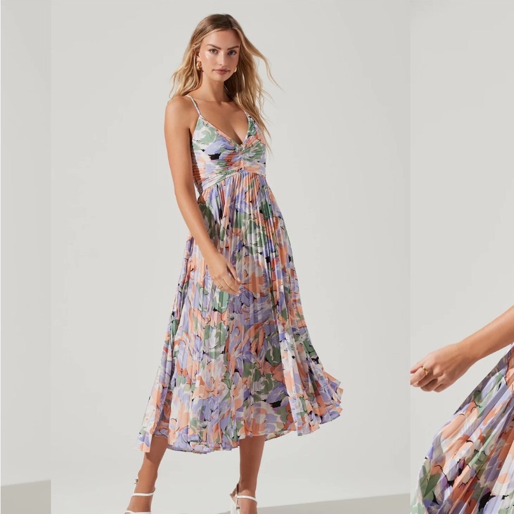 Blythe Floral Plisse Midi Dress